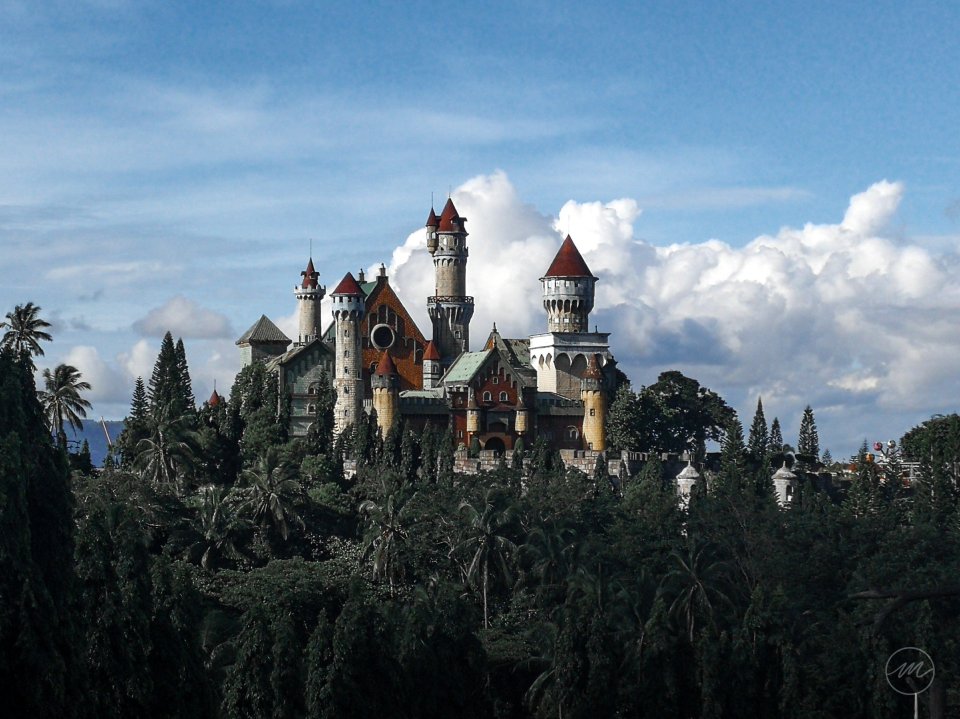a castle-themed amusement park located on top of mountains